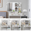 4 Drawers White Dressing Table Set Makeup Desk with Mirror Stool Shelf Storage