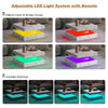 High Gloss Coffee Table for Living Room Square Side Table LED Light Furniture