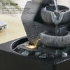 Indoor Tabletop Fountain Cascading Bowls Water Feature with LED Light Home Decor