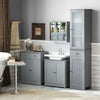 Bathroom Floor Storage Cabinet w/ 2 Drawers Door Cupboard Grey