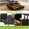 Modern LED Coffee Table With Lift Top & Storage Drawers- Smart Living Room Table