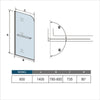 180° Pivot Radius Glass 800x1400mm Over Bath Shower Screen Door Panel Towel Rail