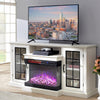 White Cabinet Entertainment Unit Living Room with 3 LED Flame Electric Fireplace
