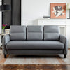 Grey Ergonomics 3 Seater Sofa Modern High Back Fabric Couch Wood Legs 2 Pockets