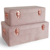 Beautify Storage Trunks Set of 2 Chests Velvet Pink Rose Gold Case Box Organiser