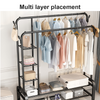 120KG Heavy Duty Double Clothes Rail Load Cloth Rack With Shelves Shoe Stand New