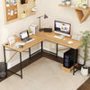 150 cm Corner Computer Desk with Built-in Power Strip-Natural