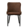 Pair of 2 Dining Chairs Office Chairs Brown Faux Leather Diamond Chairs Padded