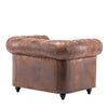 Luxury Distressed Tan Leather Reception Armchair Button Back Padded Seat Chair