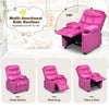 Larger Kids Recliner Chair Adjustable Velvet Fabric Lounge Sofa Recliner-Pink