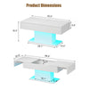 White High Gloss Coffee Table with LED RGB Lights 2 Drawer Storage Living Room