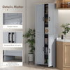 170cm Freestanding Kitchen Cupboard 4-Door Storage Cabinet w/ 6 Shelves, Grey