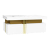 Modern White Rectangular Coffee Table with 2 Storage Drawers for Living Room