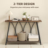 Narrow Console Table, Industrial 2-Tier Sofa Table with Shelf, Rustic Brown