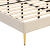 Fabric Upholstered Platform Bed 4ft6 Double Bed Frame with Headboard in Velvet