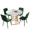 DINING TABLE SET WITH 4 PCS GREEN VELVET CHAIRS KITCHEN DINING ROOM FURNITURE
