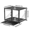 Large Pet Dog Crate See Through Glass Kennel Cage Strong Aluminum Frame Lockable