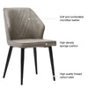 Pair of Grey Faux Leather Padded Dining Chairs Seat Kitchen Restaurant Chair