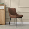 Pair of 2 Dining Chairs Office Chairs Brown Faux Leather Diamond Chairs Padded
