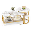 Set of 2 Coffee Nesting Table Set Detachable 2-Tier Sofa Side Table Faux Marble