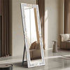 Rectangle Wall Full Length Mirror Crushed Diamond Crystal Bevelled Full Body