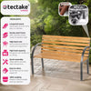 Wooden Garden Bench Seat Steel Wood Balcony Outdoor Weatherproof Furniture New