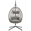Hanging Rattan Basket Swing Chair Indoor Outdoor Egg Chair Seat Cushion w/ Stand