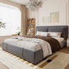 Ottoman Storage Bed Frame 4ft6 Double Bed with Headboard Velvet Fabric Grey