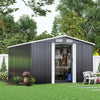 Garden Shed Utility Pointed Metal Tool Shed Storage with Foundation Black