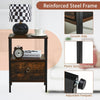 2 PCS Nightstand End Table Bedside Desk Storage Cabinet with Shelf &Drawer Brown