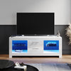 High Gloss TV Stand White Unit Cabinet 130cm Cupboard With LED Light & Drawers