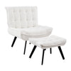 Comfy Teddy Velvet Folding Backrest Lounge Armchair &Footstool Set w/Metal Legs