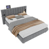 Upholstered Bed Frame Velvet 5ft King Size Bed with Stereo, Charging & Lighting