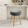 Luxury Kitchen Bar Stools Corduroy Padded Seat ＆ Wooden Legs Salon Lounge Chairs