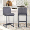 2Piece Bar Stools Counter Bar Stools with Back PU Leather Upholstered Bar Chair