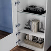 High Gloss White Tall Display Cabinet Cupboard Storage Sideboard with LED Lights