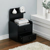 Bedside Cabinet with 2 Drawer Space Save Nightstand Table And Open Storage Shelf