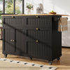 ROLLING KITCHEN ISLAND WITH DROP LEAF TOP, 3 STORAGE DRAWERS & TOWEL RACK, BLACK