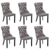 Set of 6 Velvet Dining Chairs High Back Wooden Legs for Home Dining Room Kitchen