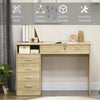 Wooden Computer Table Office Desk Study Dorm Lockable Drawer Storage Oak Tone