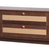 TV Stand Cabinet Lowboard TV Unit for Living Room with 2 Doors & Rattan Drawers