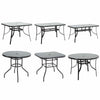 Black Gloss Glass Top Garden Table Outdoor Patio Bistro Coffee Table Metal Frame