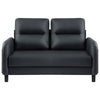 Black Ergonomics 2 Seater Sofa Modern High Back Fabric Couch Wood Legs 2 Pockets