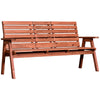 Convertable 3-Seater Wood Bench Table Garden w/ Armrests Orange