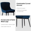 2x Dining Chairs Blue Velvet Home Matte Black Legs Soft Seat Furniture