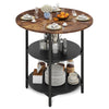 80cm Round Dining Table with Storage Metal Frame 3-Tier Kitchen Table Brown