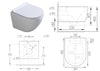 D-Shape Compact Short Projection Rimless Wall Hung Toilet Pan + Soft Close Seat