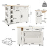 ROLLING KITCHEN ISLAND WITH DROP LEAF, 2 DRAWERS, SPICE RACK & WINE RACK, WHITE