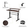 Height Adjustable Standing Desk 2-Tier Computer Table W/ Foldable Handle Brown