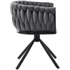 Rotatable Velvet Dining Chair with Metal Legs Kitchen Chair Swivel Modern Grey
